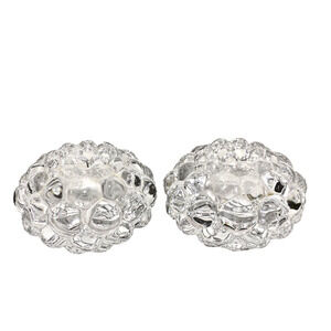 2 Vintage ORREFORS Crystal Art Glass Raspberry Votive Tea Light Holders Sweden